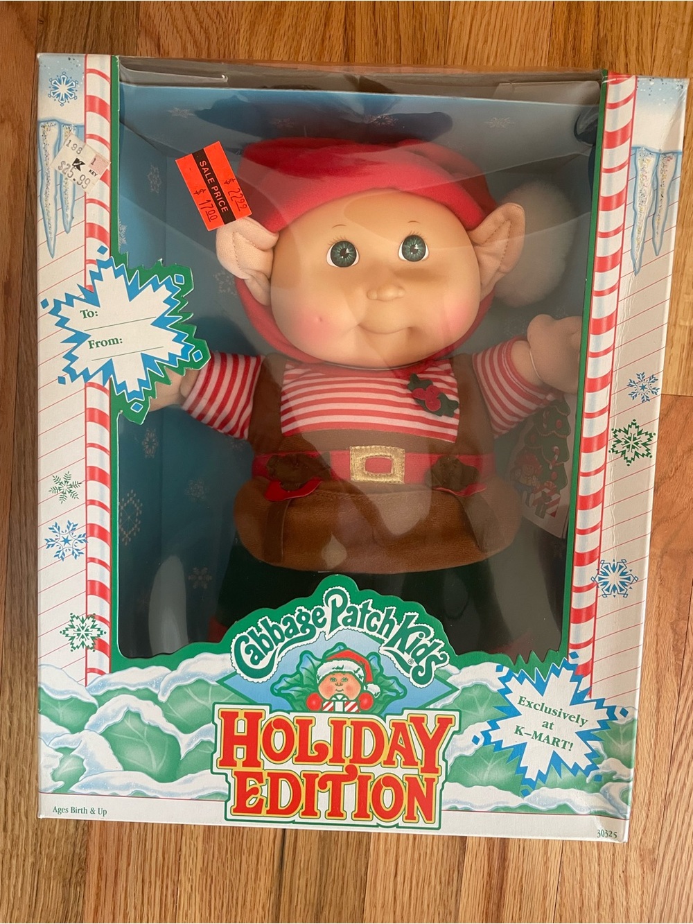 1992 Cabbage Patch Kids Holiday Edition Elf Doll - Red & Green